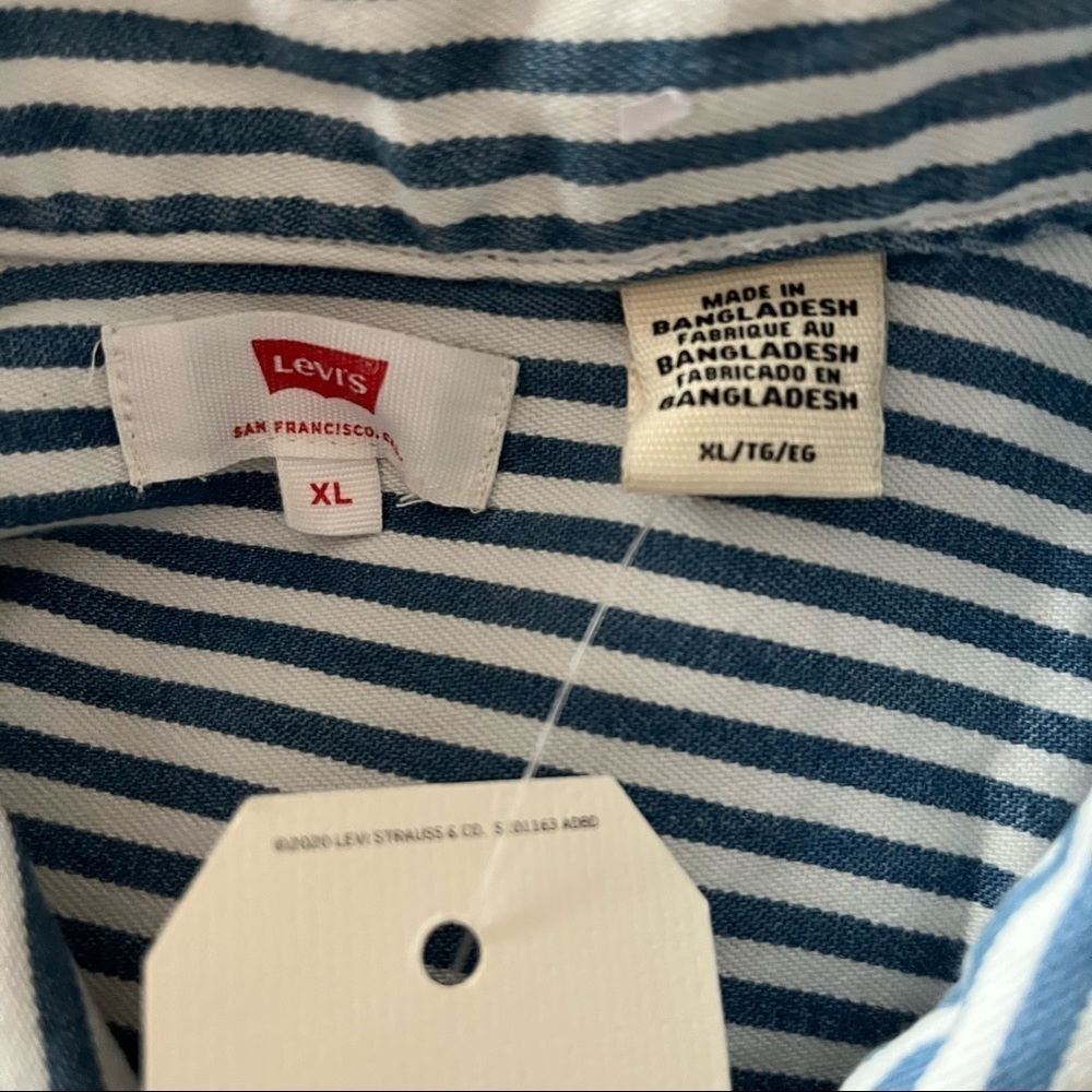 NEW LEVIS sz XL RUMI Sleeveless Striped Button Down Shirt Tied Front - Picture 5 of 8